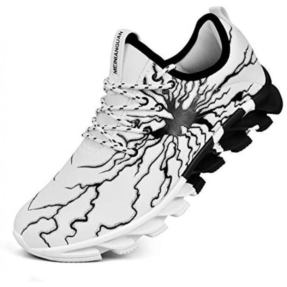 Men's Fashion Slip On Tennis Work Shoes Non-Slip Athletic Sports Running Casual Walking Gym Shoes White